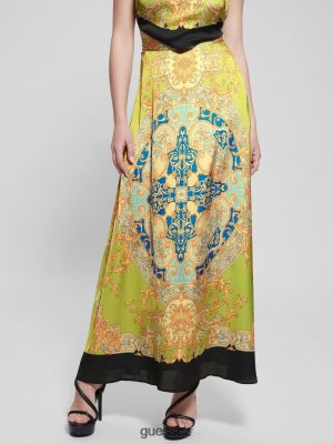 GUESS Boty - GUESS Athena satén maxi sukně Barokní vápno ženy 2BRD2018 oblečení