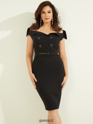 GUESS Boty - GUESS Audrey portrétní šaty krku černý ženy 2BRD743 oblečení