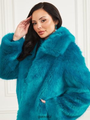 GUESS Boty - GUESS Bunda Gwenda Faux-Fur Bermuda modrá s tmavší ženy 2BRD1832 oblečení