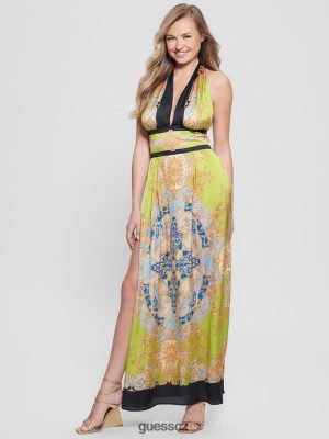 GUESS Boty - GUESS CAPUCINE MAXI Šaty Barokní vápno ženy 2BRD416 oblečení