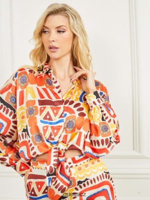 GUESS Boty - GUESS Carnivale tištěné saténové top Carnivale Print ženy 2BRD1022 oblečení
