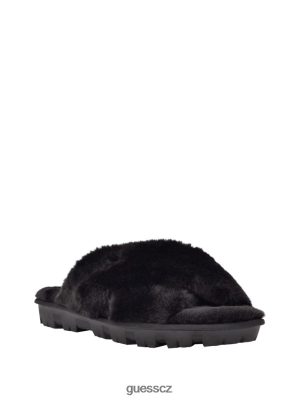 GUESS Boty - GUESS Crisscross Fur Slipper Černá látka ženy 2BRD3488 obuv