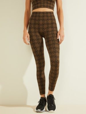 GUESS Boty - GUESS Della Leggings 4/4 4G Jacquard Brown likér ženy 2BRD2492 oblečení