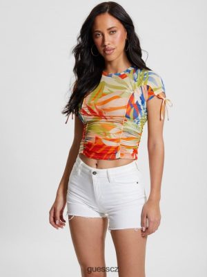 GUESS Boty - GUESS Eco Amaya Shirred Top Tisk Havany ženy 2BRD989 oblečení