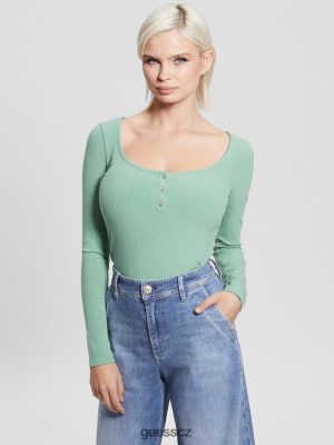 GUESS Boty - GUESS Eco Karlee s dlouhým rukávem Henley vitální zelená ženy 2BRD1640 oblečení