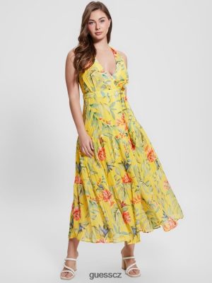 GUESS Boty - GUESS Eco Mara Wrap maxi šaty Tropický tisk zlaté hodiny ženy 2BRD458 oblečení