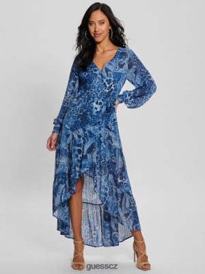 GUESS Boty - GUESS Eco Nuovo Bahia Wrap maxi šaty Nordic Sea Kašmír ženy 2BRD314 oblečení