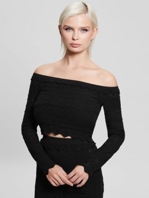 GUESS Boty - GUESS Eco Popelle Deeta svetr Top černý ženy 2BRD1508 oblečení