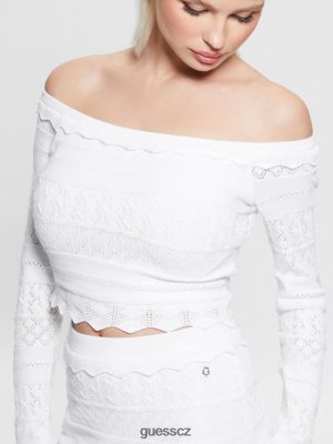 GUESS Boty - GUESS Eco Popelle Deeta svetr Top čistá bílá ženy 2BRD1421 oblečení
