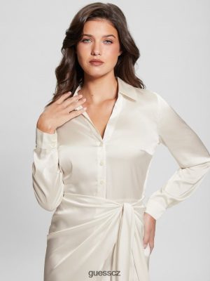 GUESS Boty - GUESS Eco alya šaty krémová bílá ženy 2BRD584 oblečení