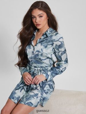 GUESS Boty - GUESS Ekody alya tištěné šaty porcelánový květinový tisk bl ženy 2BRD740 oblečení