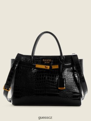 GUESS Boty - GUESS Enisa High Society Satchel Černý květinový tisk ženy 2BRD3272 tašky