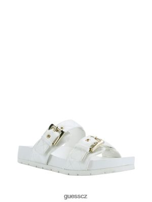 GUESS Boty - GUESS Felda prošívané sandály spony bílý ženy 2BRD3500 obuv