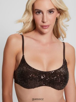 GUESS Boty - GUESS Flitry Bralette Bikini Top Dark Auburn ženy 2BRD2543 oblečení