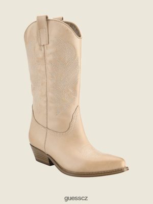 GUESS Boty - GUESS Galen Leather Cowgirl Boots Střední přirozené 101 ženy 2BRD3509 obuv