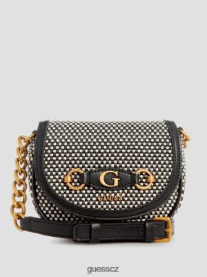 GUESS Boty - GUESS Izzy Raffia Mini Crossbody Černý lesklý nikl ženy 2BRD3317 tašky