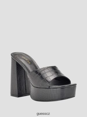 GUESS Boty - GUESS Jadah Crocodile-Embossed Platform Heels černý ženy 2BRD3386 obuv