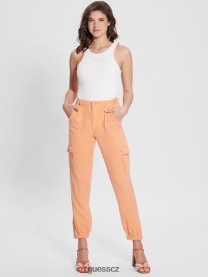 GUESS Boty - GUESS Kalhové kalhoty Bowie Chino Sladká broskev multi ženy 2BRD2006 oblečení