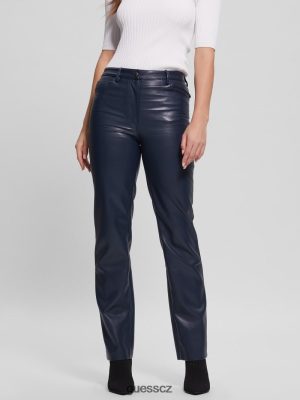 GUESS Boty - GUESS Kelly Faux-theather rovné kalhoty zčernalé modré ženy 2BRD2294 oblečení