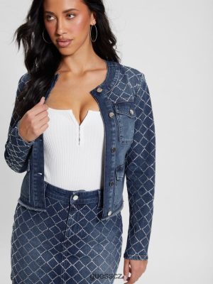 GUESS Boty - GUESS Larissa Diamond Denim Jacket Bling Ocean ženy 2BRD29 oblečení