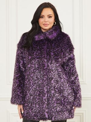 GUESS Boty - GUESS Larissa Faux-Fur Coat Satelitní fialová a černá ženy 2BRD1880 oblečení
