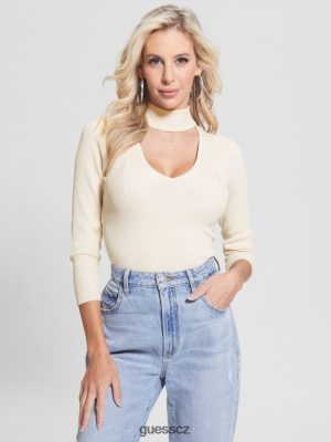 GUESS Boty - GUESS Lea výřez sekin svetr krémová bílá multi ženy 2BRD1643 oblečení