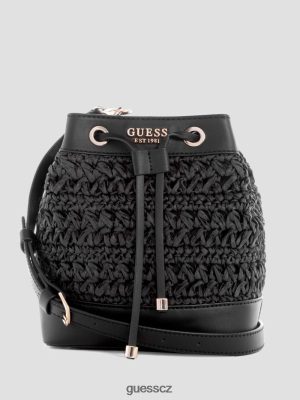 GUESS Boty - GUESS Liguria háčkování slámy kbelíku Černý květinový tisk ženy 2BRD2936 tašky