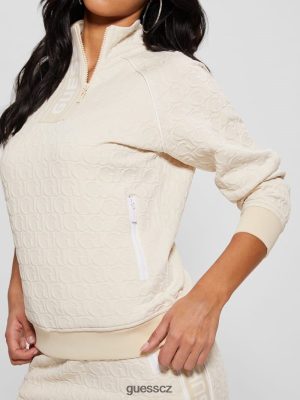 GUESS Boty - GUESS Mikina Darla Half-Zip Jacquard GJ Beige Jacquard ženy 2BRD2459 oblečení