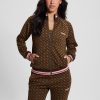 GUESS Boty - GUESS Mikina Eco Aggie Full-Zip AOP Brown ologram ženy 2BRD1739 oblečení
