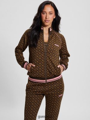 GUESS Boty - GUESS Mikina Eco Aggie Full-Zip AOP Brown ologram ženy 2BRD1739 oblečení