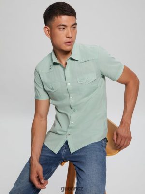 GUESS Boty - GUESS Nottinghamová košile měkká máta muži 2BRD3989 oblečení