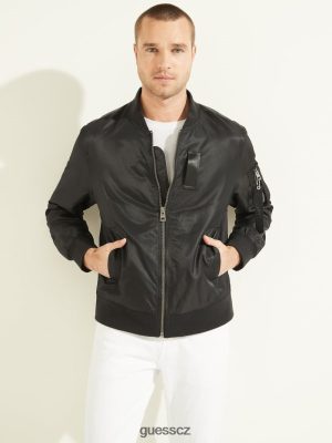 GUESS Boty - GUESS Nylonová letová bunda černý muži 2BRD4118 oblečení