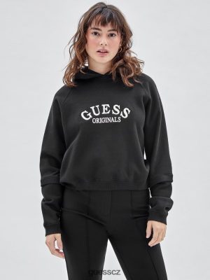GUESS Boty - GUESS Originals Vintage Logo Hoodie Jet Black Multi unisex 2BRD1271 oblečení