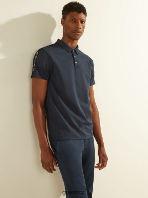 GUESS Boty - GUESS Pique Logo Tape Polo hedvábná modrá muži 2BRD4046 oblečení
