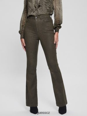 GUESS Boty - GUESS Pop '70s Snakeskin Foured Pants Tmavě zelený had ženy 2BRD95 oblečení