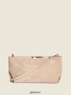 GUESS Boty - GUESS Spojka z měkké semišové kožené spojky Taupe ženy 2BRD3314 tašky