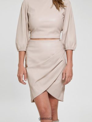 GUESS Boty - GUESS Sukně Marianne Faux-Theather bledý oblázek ženy 2BRD2372 oblečení