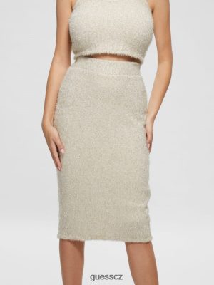 GUESS Boty - GUESS Tinsley fuzzy svetr sukně krémová bílá multi ženy 2BRD2300 oblečení