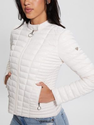 GUESS Boty - GUESS Vona prošívaná logo bunda pergamen ženy 2BRD1865 oblečení