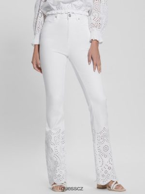 GUESS Boty - GUESS Vyšívané rozšířené kalhoty čistá bílá ženy 2BRD98 oblečení