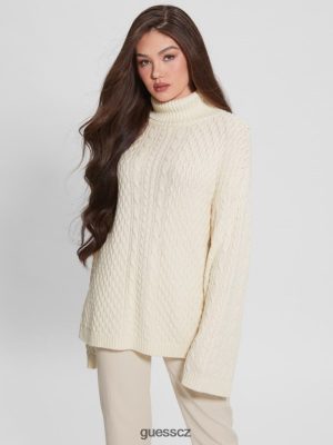 GUESS Boty - GUESS Wendi kabelový turtleneck svetr holubice bílá ženy 2BRD1574 oblečení