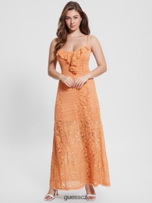 GUESS Boty - GUESS šaty Kellie Lace Maxi Sladká broskev ženy 2BRD386 oblečení