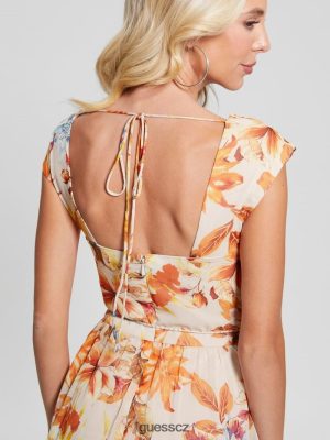 GUESS Boty - GUESS Šaty šifónové maxi eco gilda Zahrada západu slunce ženy 2BRD401 oblečení