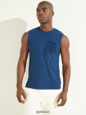 GUESS Boty - GUESS konopí bavlněné svalové tričko Rigel Blue Multi muži 2BRD4073 oblečení