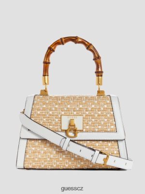 GUESS Boty - GUESS logo Straw Stephi Bamboo Fold-Over Satchel Bílé více ženy 2BRD2765 tašky