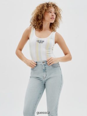 GUESS Boty - GUESS originály Vertikální pruhované kombinézy Čistá bílá multi unisex 2BRD1307 oblečení