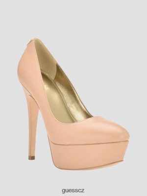 GUESS Boty - GUESS podpatky koženého koženého jehlu Světlo přirozené 110 ženy 2BRD3413 obuv