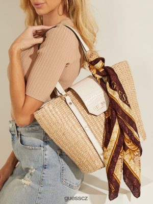 GUESS Boty - GUESS quattro g hedvábný šátek hnědý ženy 2BRD3794 příslušenství