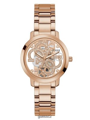 GUESS Boty - GUESS quattro g jasné analogové hodinky růžové zlato ženy 2BRD3590 příslušenství