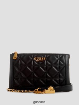 GUESS Czarna Torebka - GUESS Abey prošívaný multi kompartment crossbody Černý květinový tisk ženy 2BRD2868 tašky